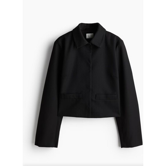 H&M Jackets & Blazers - NEW H&M Women's Size XL Short Collared Jacket Black Lined W Pockets Office Siren